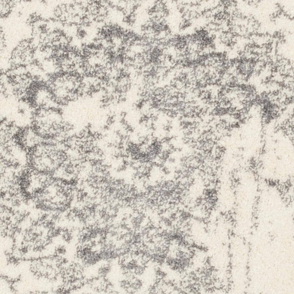 Ivory and Silver Floral Rectangular 5' x 7' Area Rug