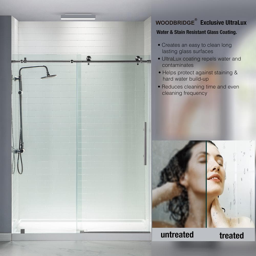 48'' Frameless Clear Tempered Glass Sliding Shower Door