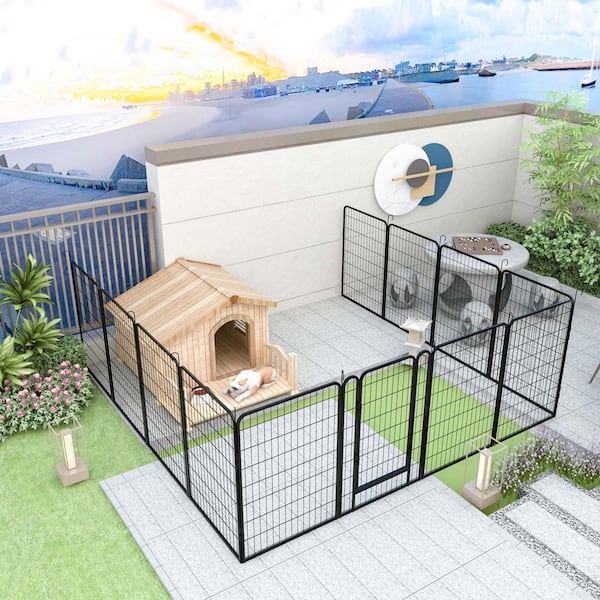 Unbranded 12 Panels Metal Indoor/Outdoor Pet Fence Playpen Kit Heavy Duty Pet Dog Fence Playground (39.37 in. H x 27.76 in. W)
