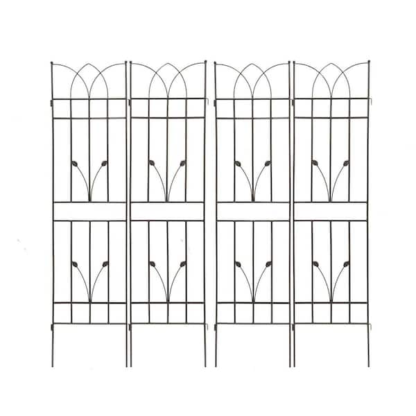 Brown W 17.7 in. x H 71 in. Metal Garden Trellis, Metal Wire Lattice Grid Panel Rustproof Climbing Plants Flower 4-Pack