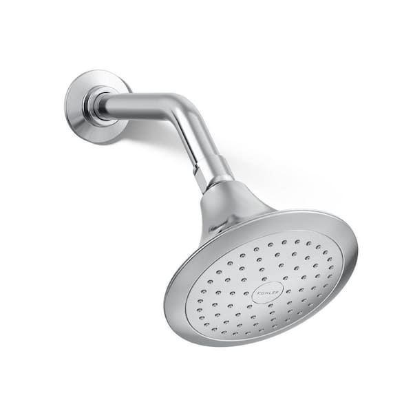 KOHLER Forte Katalyst 1-Spray Pattern 5.5 in. Single Wall Mount Fixed Rain Shower Head in Polished Chrome