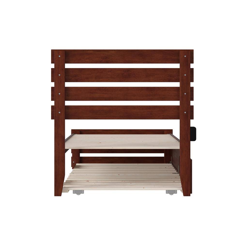 Oxford Twin Platform Bed with USB Charger and Drawer in Walnut