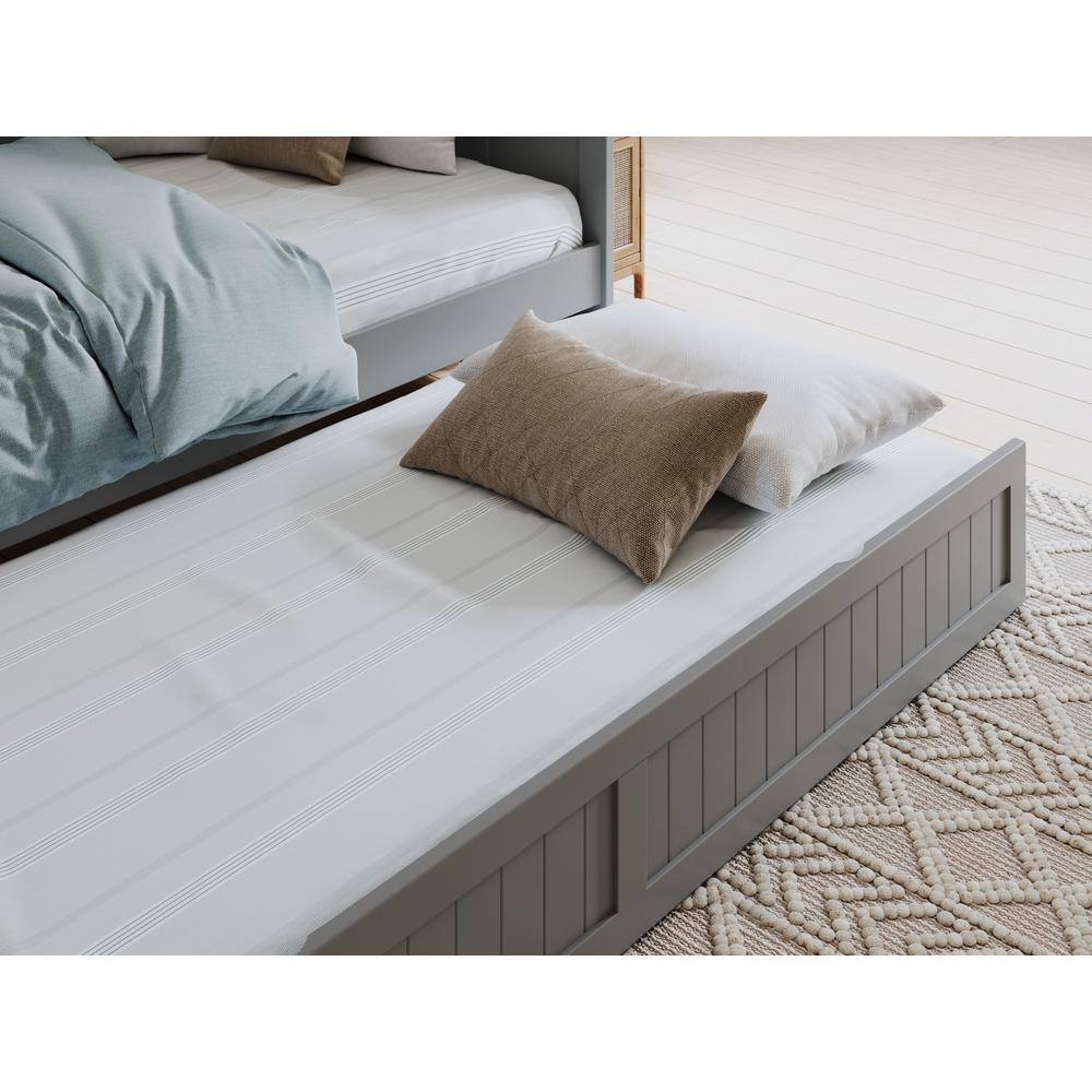 Nantucket Gray Twin Wood Daybed with Trundle and Drawer
