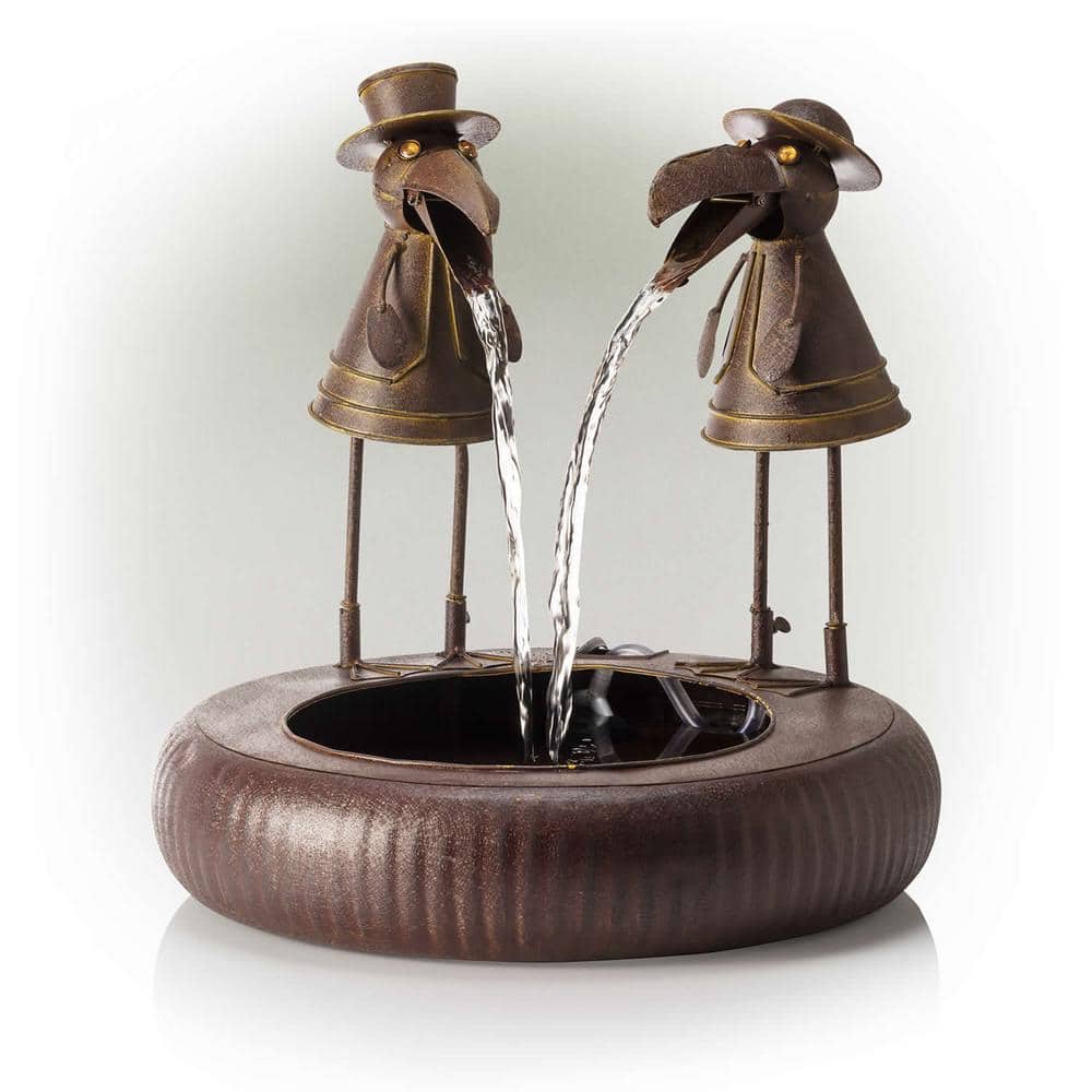 Alpine Corporation 20 in. Tall Outdoor Metal Toucan Water Fountain Yard