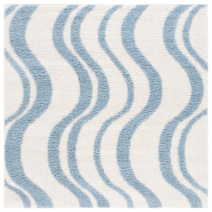 Norway Blue/Ivory 7 ft. x 7 ft. Abstract Striped Square Area Rug
