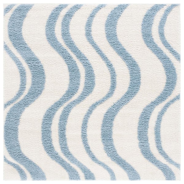SAFAVIEH Norway Blue/Ivory 7 ft. x 7 ft. Abstract Striped Square Area Rug