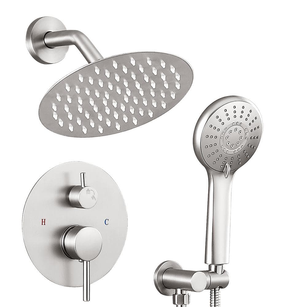 Single Handle 2-Spray 8 in Round Shower Faucet 2.5 GPM with 360 Degree Swiv