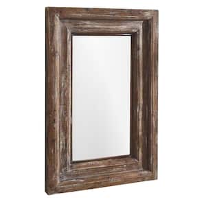 36 in. H x 24 in. W Classic Rectangle Distressed Framed Wood Decorative Mirror