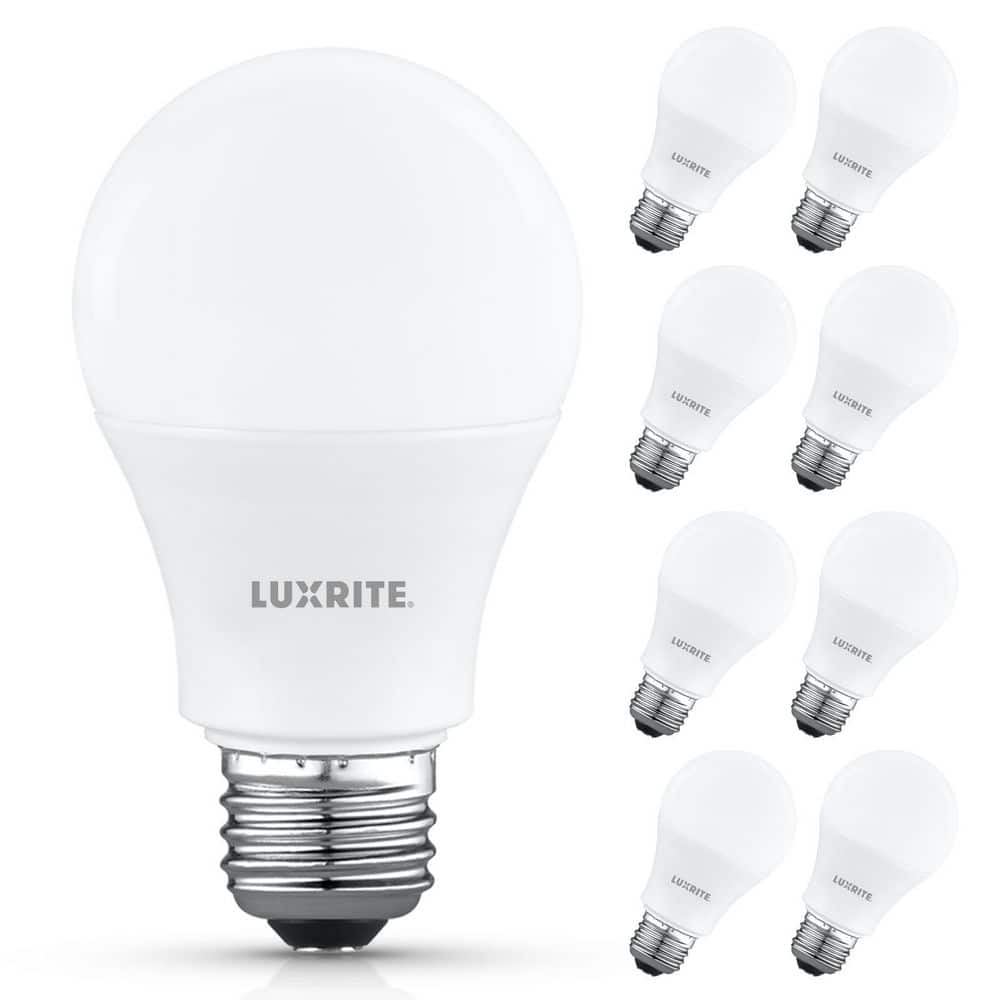 60-Watt Equivalent A19 LED Light Bulb 4000K Cool White 8 Watts 800 Lumens Non-Dimmable E26 ETL Listed Damp Rated 8 Pack price history on PriceWatchPro