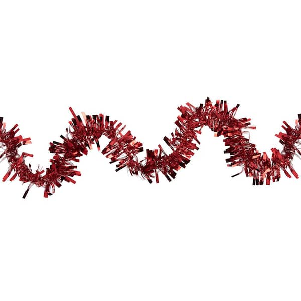 Boa Wide Cut Tinsel Commercial Christmas Garland-50' x 3"-Red-Unlit
