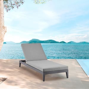 Menorca Aluminum Outdoor Chaise Lounge with Dark Gray Cushions