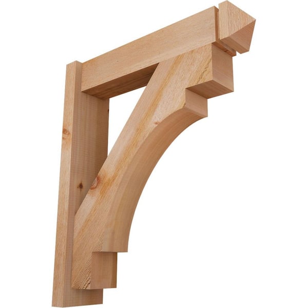 Ekena Millwork 6 in. x 30 in. x 26 in. Merced Arts and Crafts Rough Sawn Western Red Cedar Outlooker