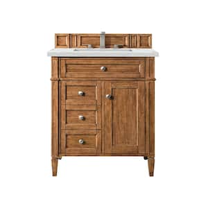 Brittany 30.0 in. W x 23.5 in. D x 34 in. H Bathroom Vanity in Saddle Brown with Ethereal Noctis Quartz Top