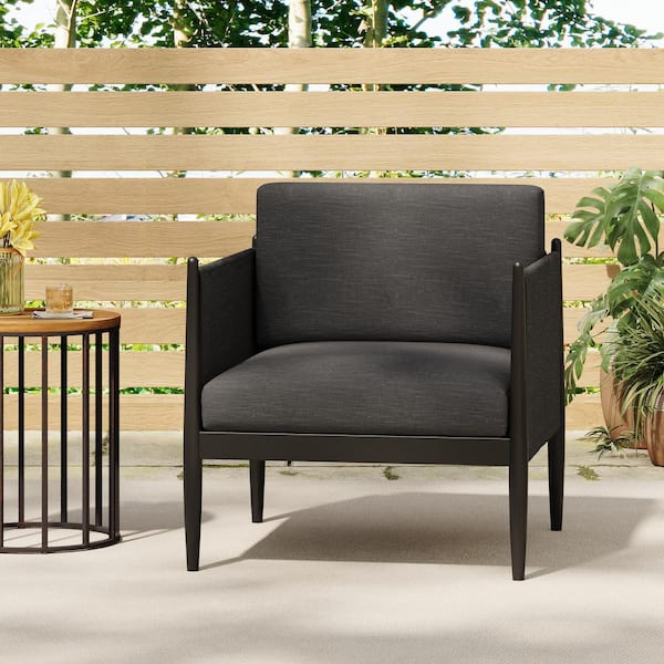Unbranded Dark Gray Aluminium Outdoor Lounge Chair with Cushions for Garden Porch Patio Backyard (1-Pack)