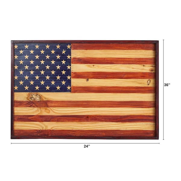 Nearly Natural 36 in. American Wood Flag Wall Decor, Red