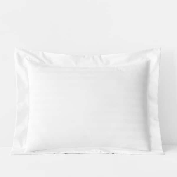 The Company Store Company Cotton Dobby Stripe Wrinkle-Free Sateen White Cotton King Sham