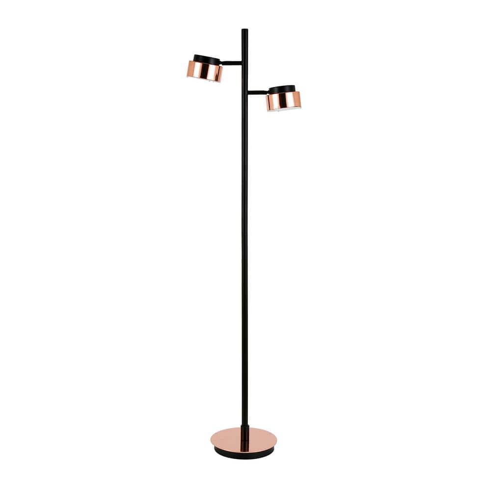 Sleek Bronze and Copper Industrial Elegance Floor Lamp