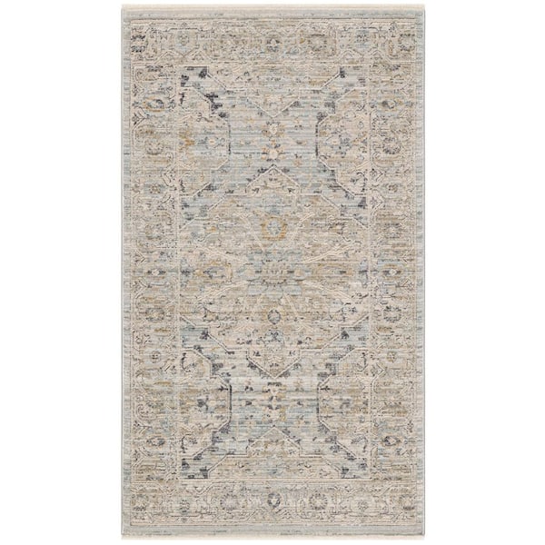 Nourison Nyle Light Blue 3 ft. x 5 ft. Distressed Transitional Area Rug