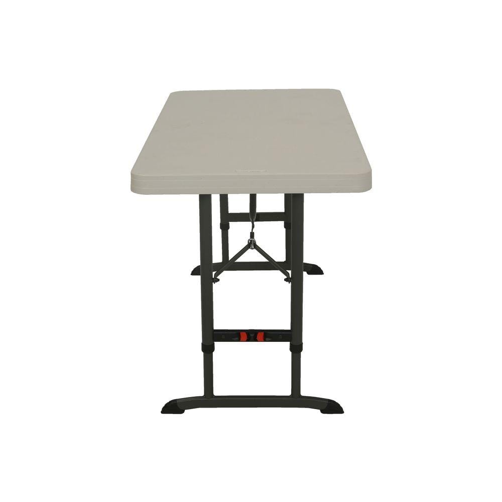 4-Foot Adjustable Height Almond Plastic Folding Table