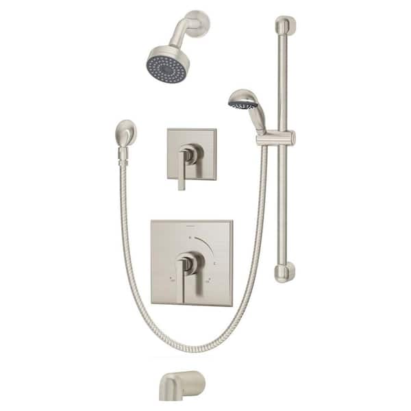 Symmons Duro 1-Handle 1-Spray Wall-Mounted Tub and Shower Trim Kit in Satin Nickel (Valve not Included)