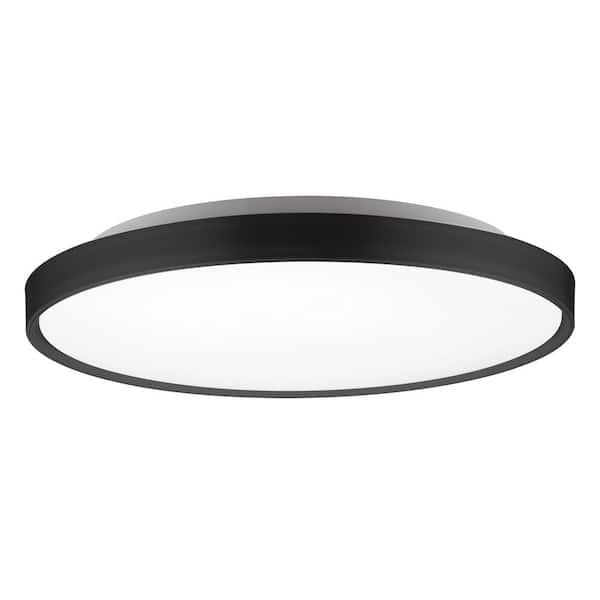 KUZCO Brunswick 22 in. 1-Light 42-Watt Black Integrated LED Flush Mount ...