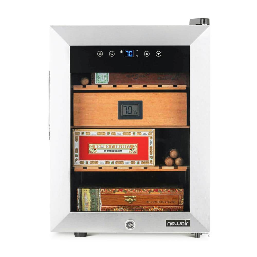 Stainless Steel Electric Cigar Humidor with Spanish Cedar Shelves