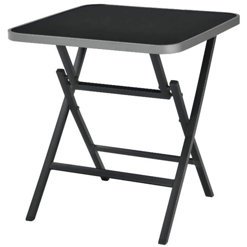 Metal Patio Folding Square Dining Table with Tempered Glass Top price history on PriceWatchPro