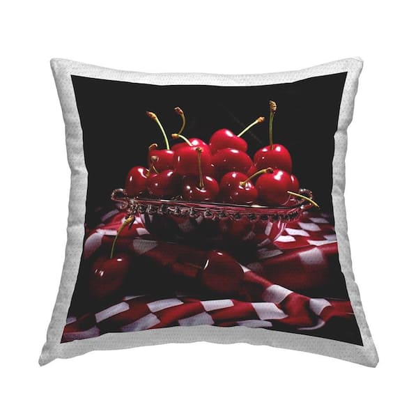 Stupell Industries Cherries on Plaid Outdoor Printed Throw Pillow by RB