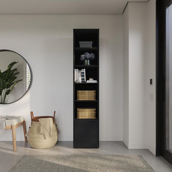 Porto Black 72 in. H Storage Tower with 4 Shelves