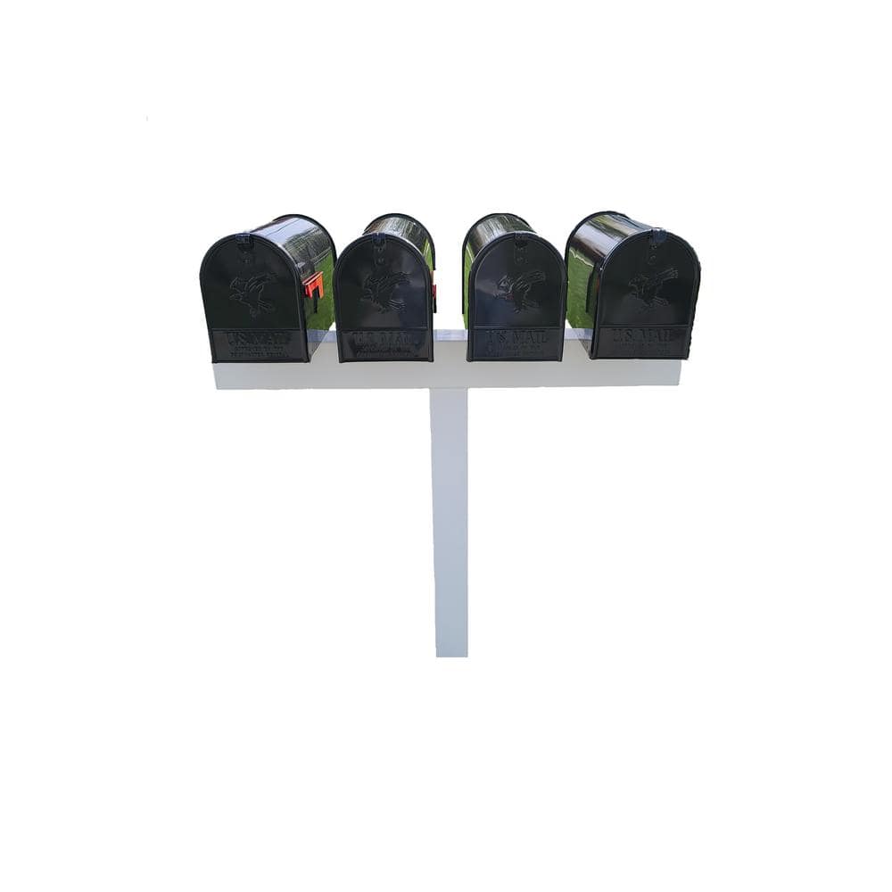 White Vinyl Mailbox Post Sleeve for Four Mailboxes