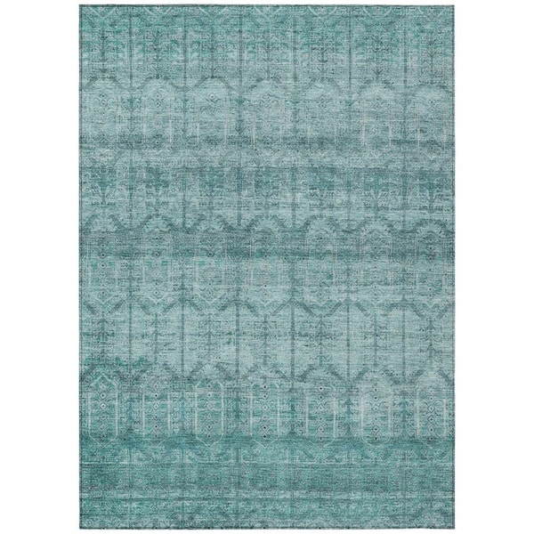 Chantille Machine Washable Indoor/Outdoor Abstract ACN2728 Aqua 10 ft. x 14 ft. Area Rug
