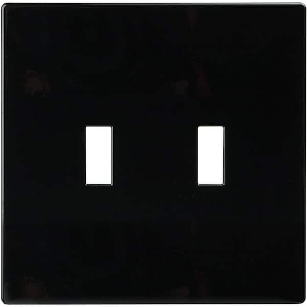 Eaton Black 2-Gang Toggle Wall Plate (1-Pack)