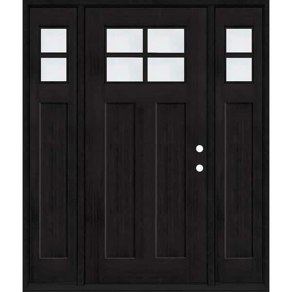 Steves & Sons Regency 68 in. x 80 in. LHIS 4L-1/4 Toplite Clear Glass Onyx Stain Fir Fiberglass Prehung Front Door with Dbl 14 in. SL