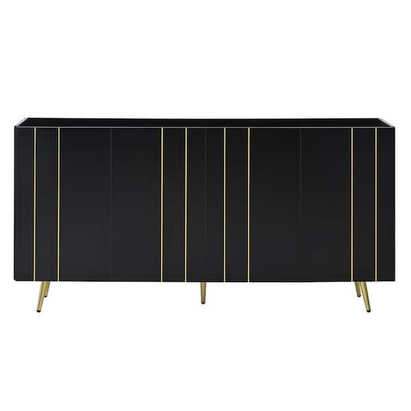 Luxurious 62.9 in. Shoe Storage Cabinet, Minimalist Sideboard Cabinet, Modern TV Stand for TVs Up to 70 in. Black
