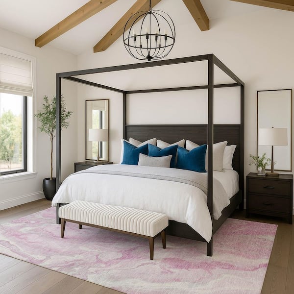 Mayfield Premium Machine Washable Abstract AMF1707 Pink 5 ft. x 7 ft. 6 in. Area Rug