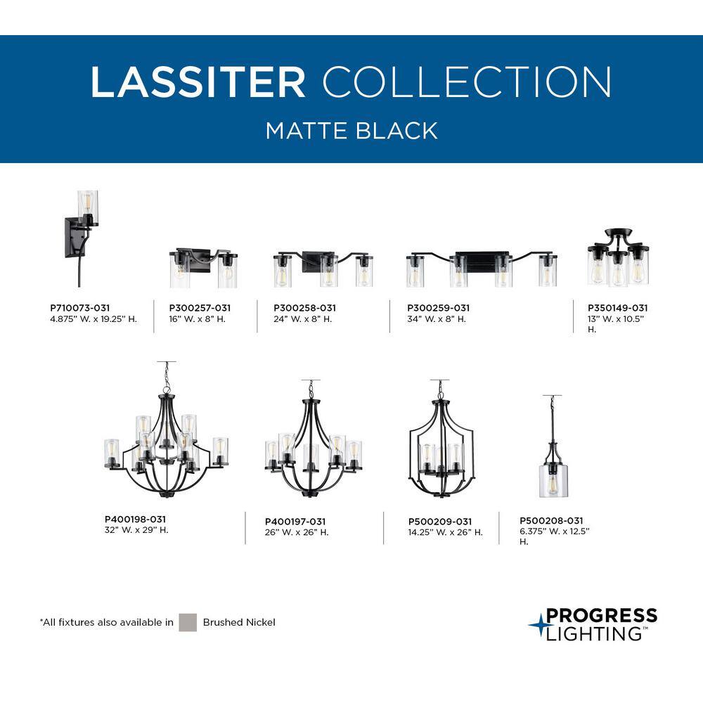 Lassiter Matte Black 2-Light Bath Vanity Fixture