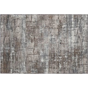 Mayfield Premium Machine Washable Abstract AMF1969 Brown 2 ft. x 3 ft. Accent Rug