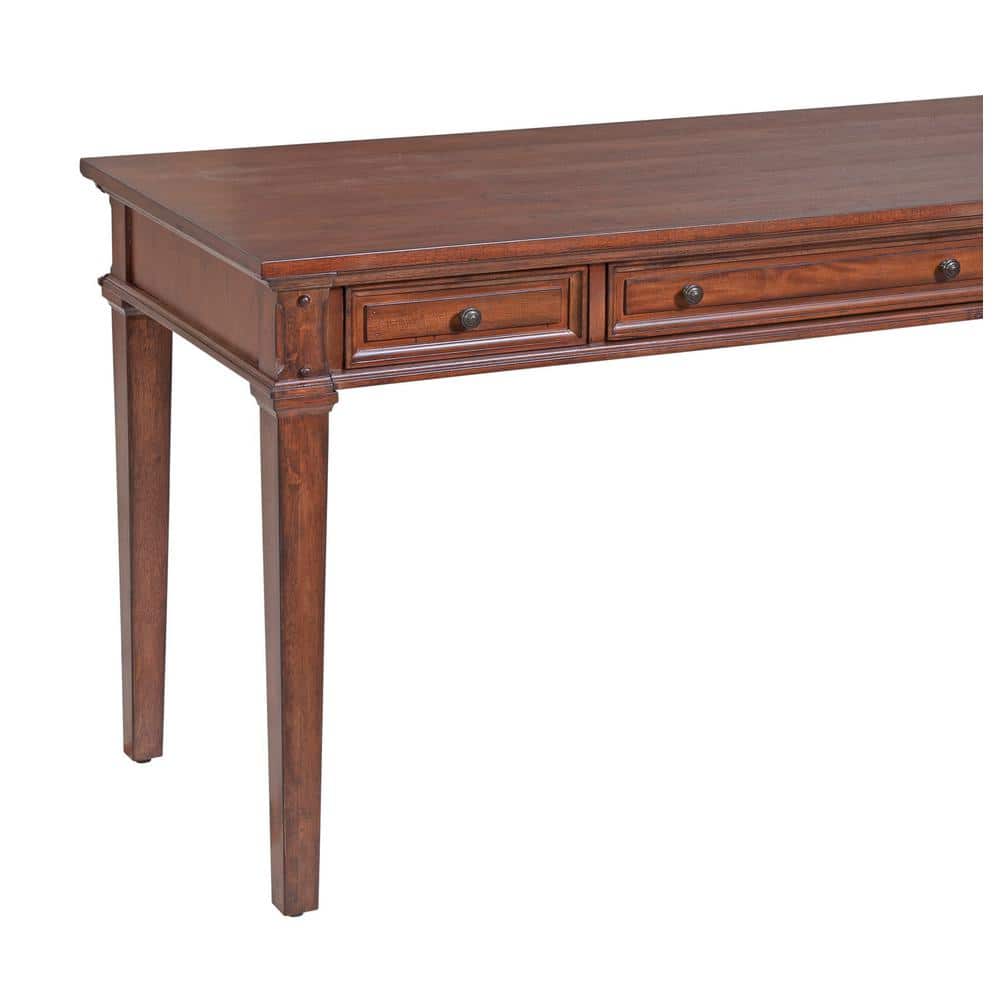 Cinnamon Cherry 54" Wood Writing Desk with USB Port