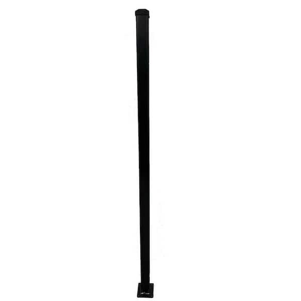 Weatherables Livingston 2 in. x 2 in. x 51 in. Black Aluminum Post with Welded Flange