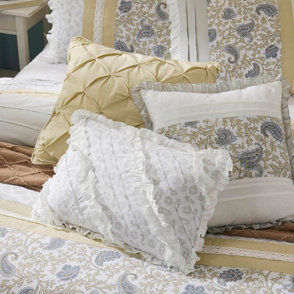 California King Yellow Cotton Reversible Comforter Set