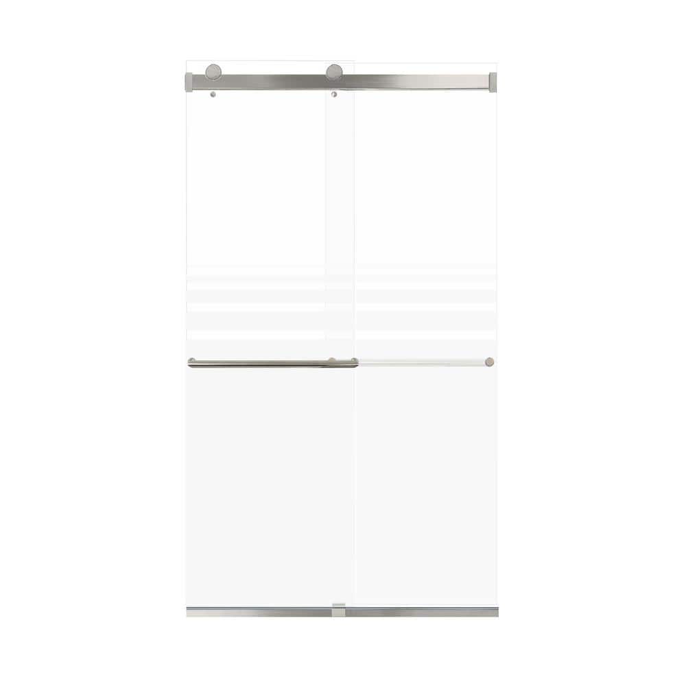 Brianna 48 in. W x 80 in. H Sliding Frameless Shower Door in Brushed Stainless with Frosted Glass price history on PriceWatchPro