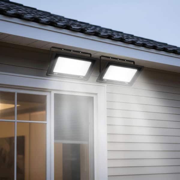 50W Plug-in Outdoor 2300 Lumen Integrated LED Flood Light with 9. 8FT Cord, IP66 Waterproof Dusk to Dawn Light for Yard