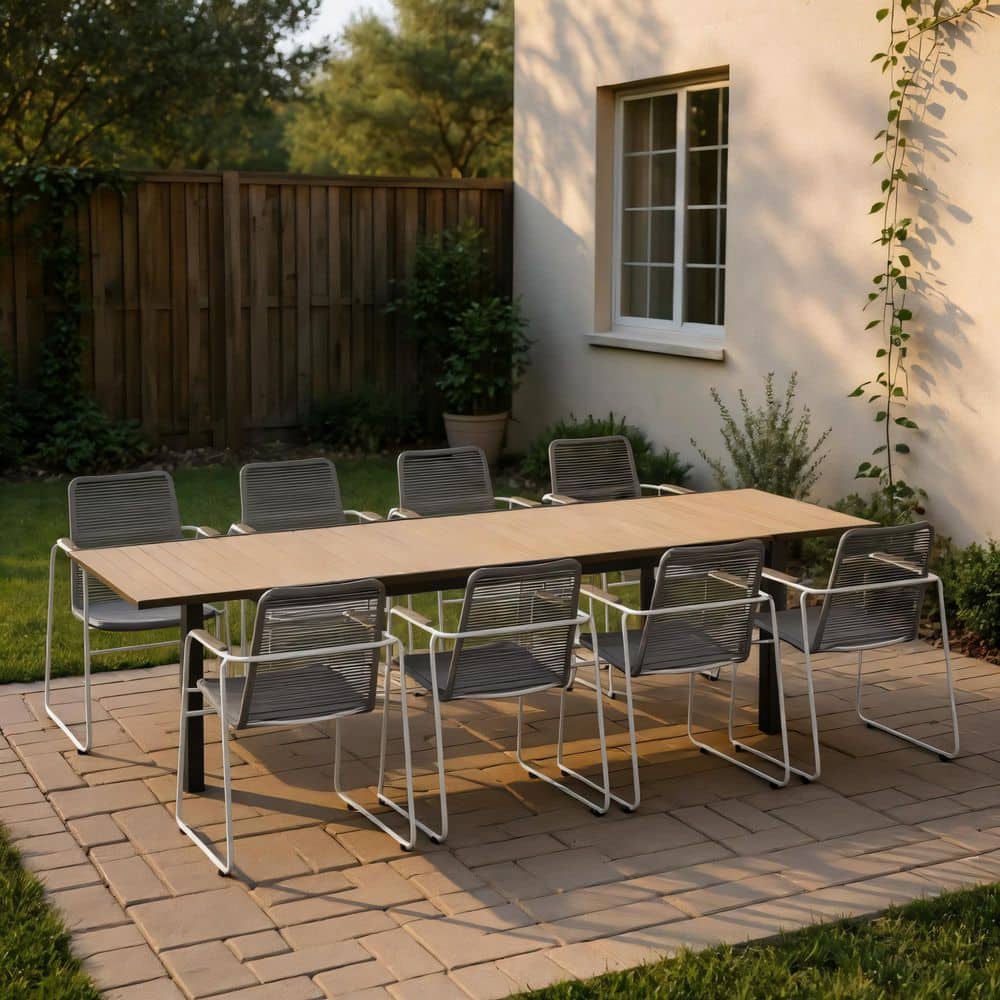Isla 9-Piece Alumimum Rectangular Patio Dining Srt