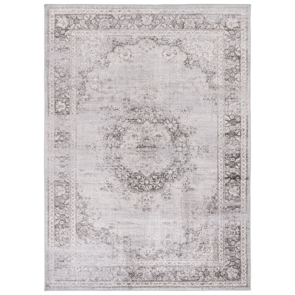 Atlas 8 ft. x 10 ft. Charcoal/Gray Medallion Vintage Area Rug
