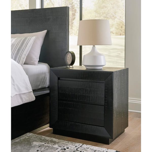 Londer Black 2 Drawer 27 in. W Nightstand