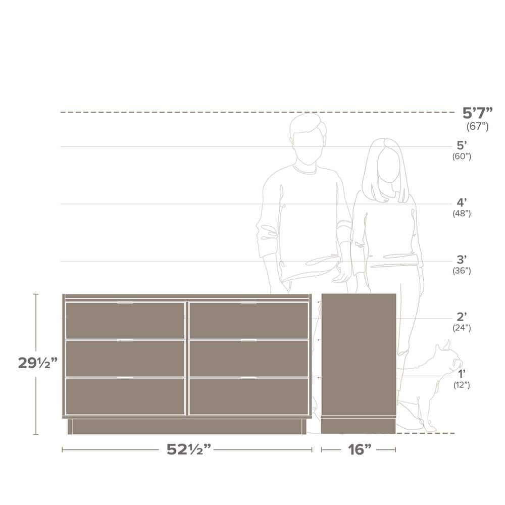 Prepac Modern Double Oak Dresser with Flush-Mount Drawers