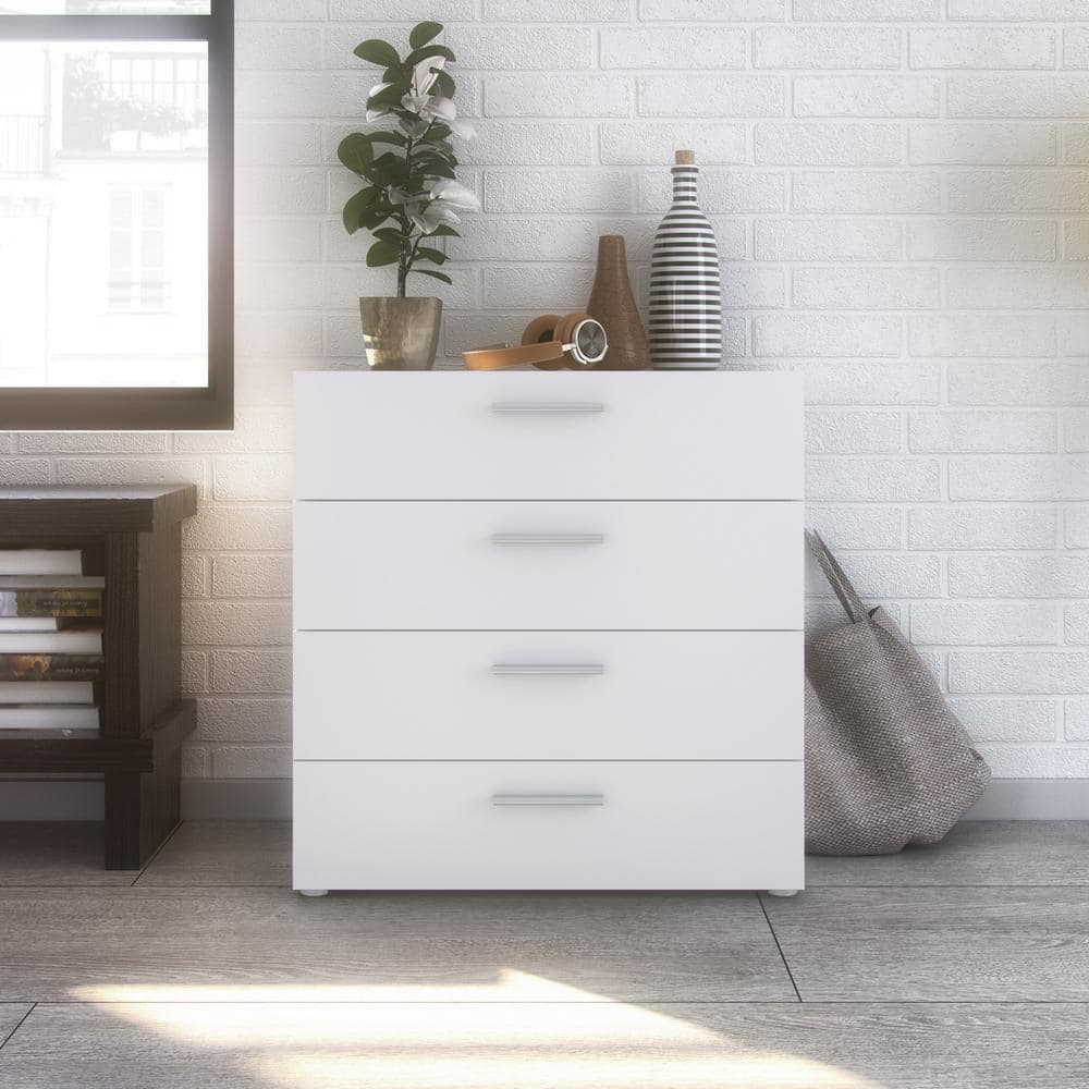 Austin 4-Drawer Sleek White Dresser with Metal Hardware