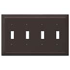 Tiered 4 Gang Toggle Metal Wall Plate - Aged Bronze