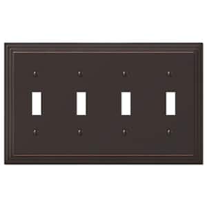 Tiered 4 Gang Toggle Metal Wall Plate - Aged Bronze