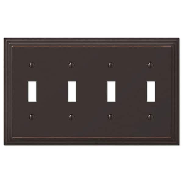 AMERELLE Tiered 4 Gang Toggle Metal Wall Plate - Aged Bronze